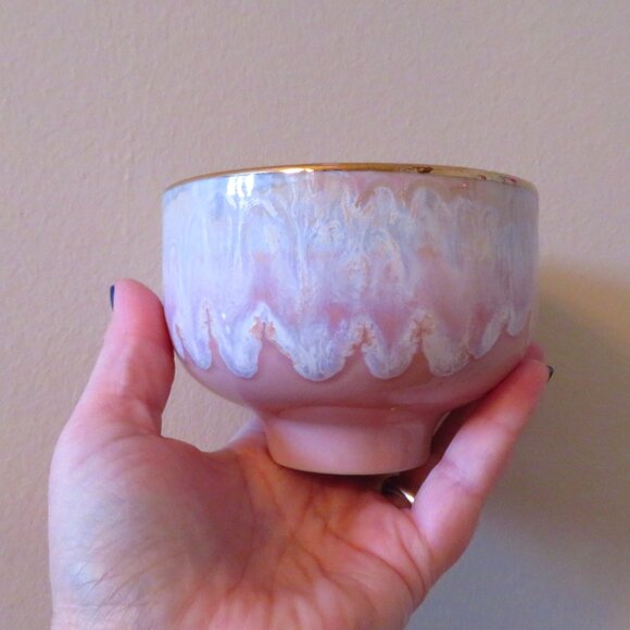 2 beautiful cup made in Portugal,ceramic dripping glaze, pink,blue trinket cont - Picture 6 of 8